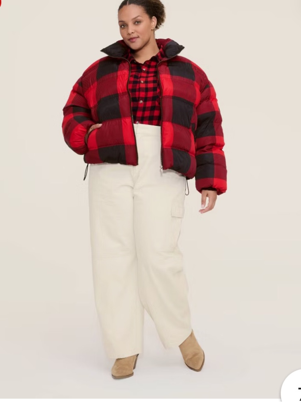 Woolrich x Target Women's Red Black Buffalo Plaid Puffer Jacket 2X NWOT